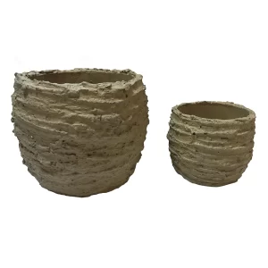 Conj. Vaso em Barro Orgânico Bege